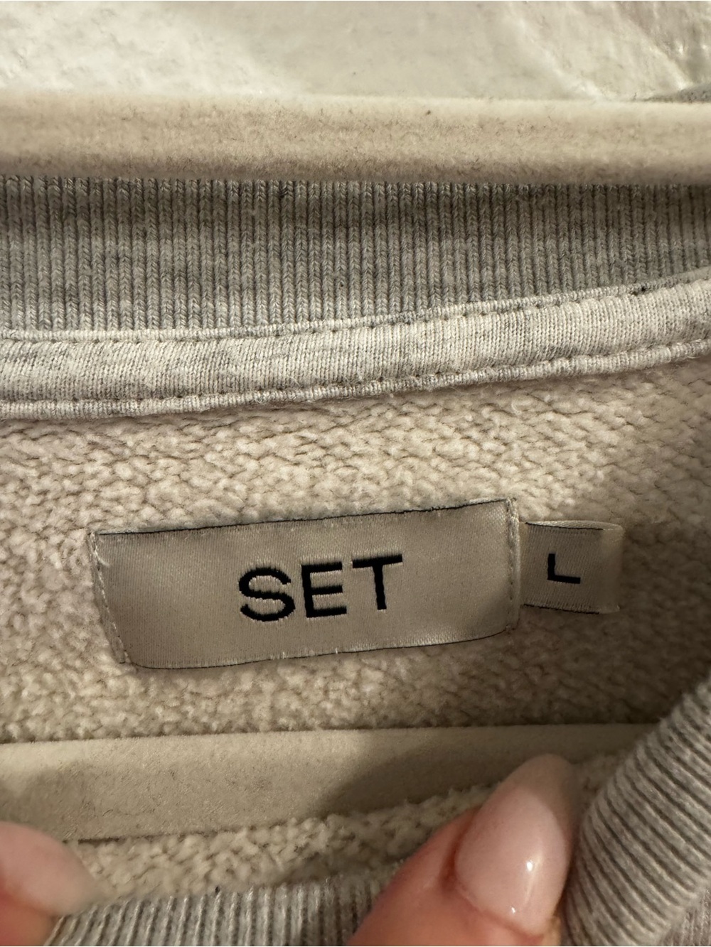 SET Active Heavyweight Sweats Crewneck Light Gray 100% Cotton Size Large - Picture 3 of 6